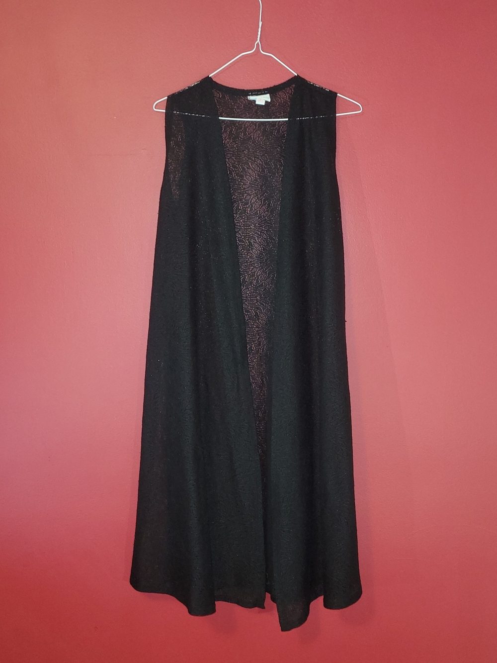 LuLaRoe Black Open-Weave Sleeveless Cardigan